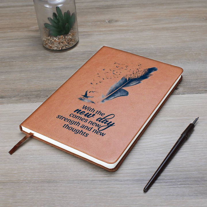 With the New Day Comes with New Strength - Graphic Leather Journal