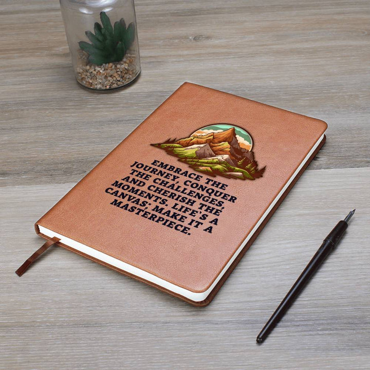 Embrace the Journey, Conquer the Challenges - Graphic Leather Journal