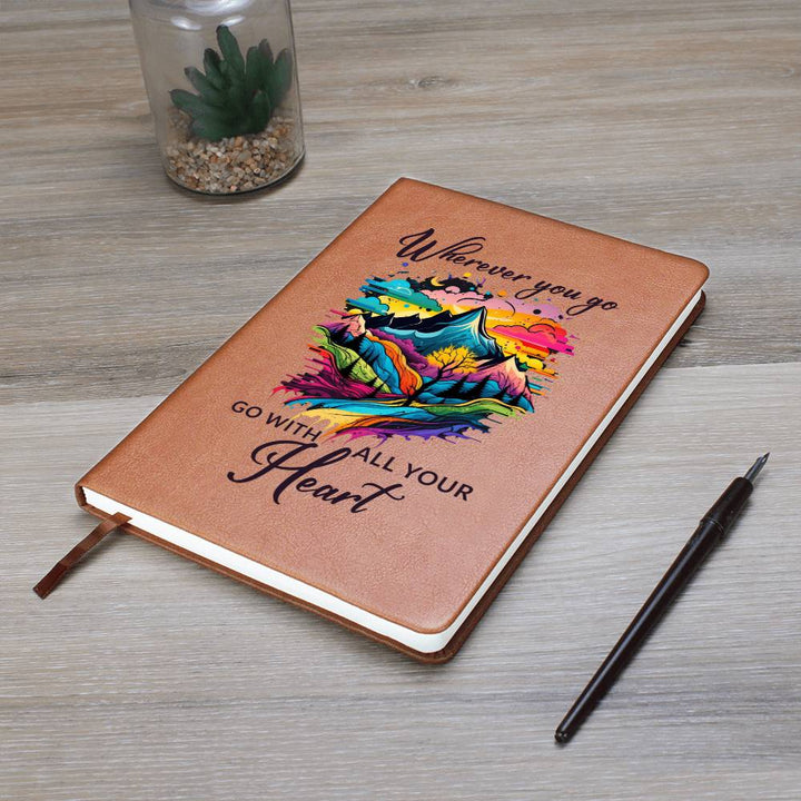 Wherever You Go, Go with all Your Heart - Graphic Leather Journal