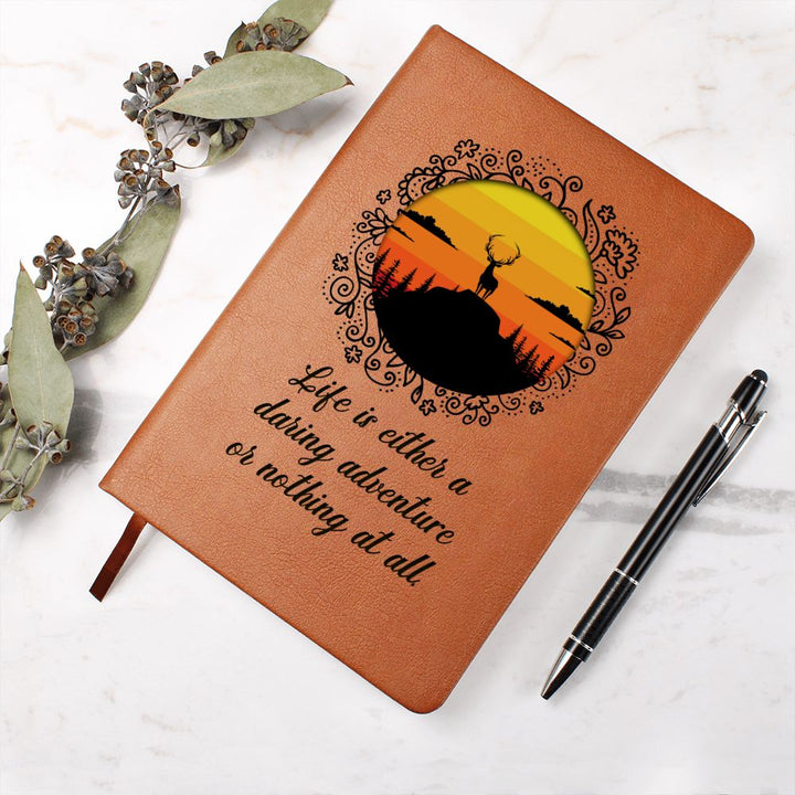 Life is either daring adventure or nothing at all - Graphic Leather Journal