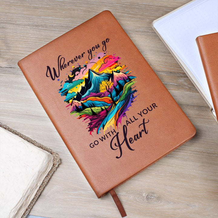 Wherever You Go, Go with all Your Heart - Graphic Leather Journal