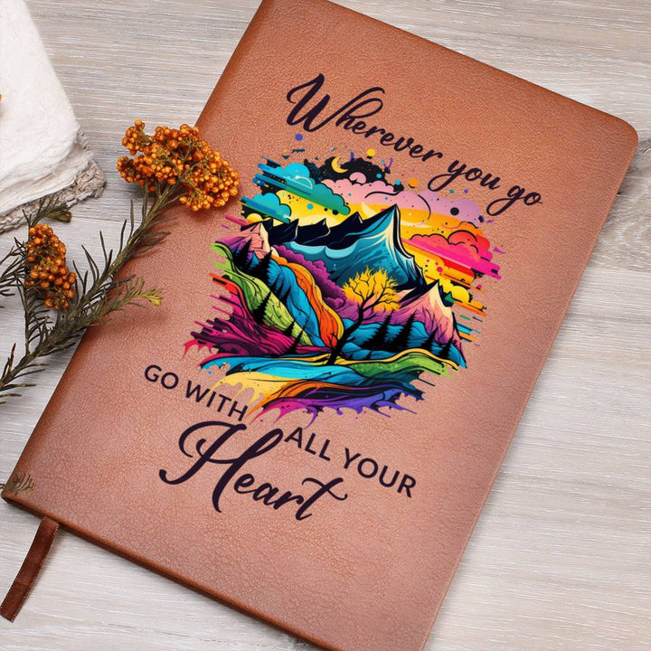 Wherever You Go, Go with all Your Heart - Graphic Leather Journal