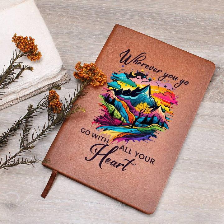 Wherever You Go, Go with all Your Heart - Graphic Leather Journal