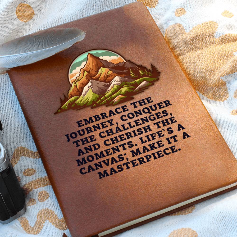 Embrace the Journey, Conquer the Challenges - Graphic Leather Journal