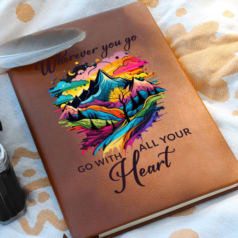 Wherever You Go, Go with all Your Heart - Graphic Leather Journal