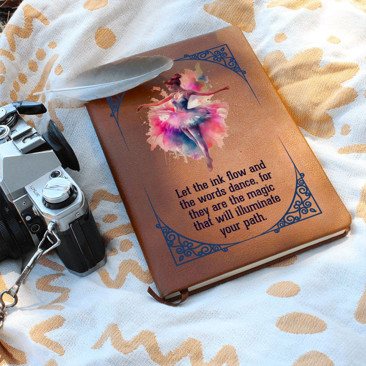 Let the ink flow and the words dance - Graphic Leather Journal