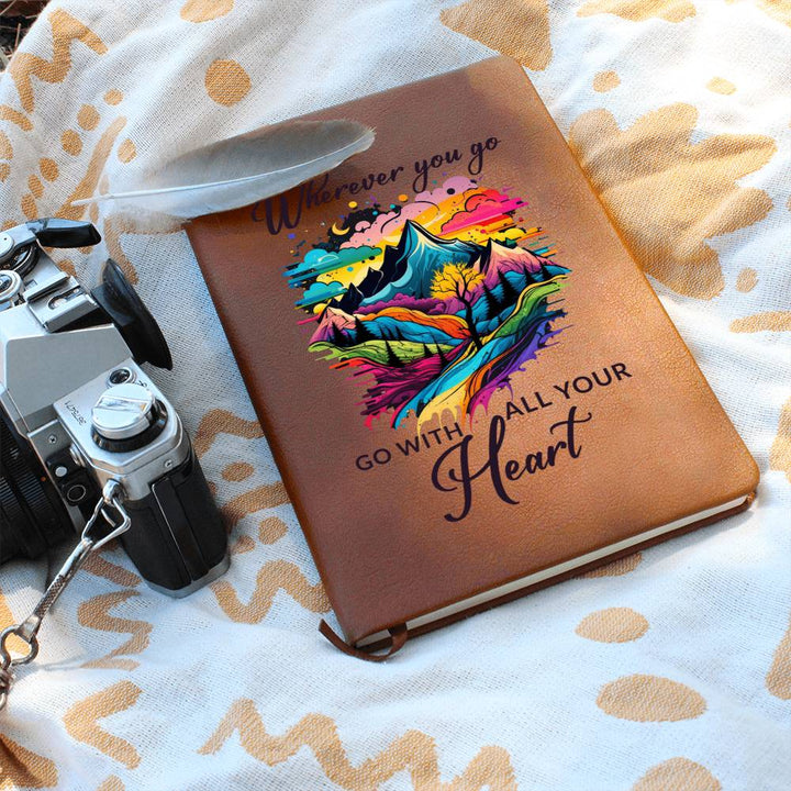 Wherever You Go, Go with all Your Heart - Graphic Leather Journal