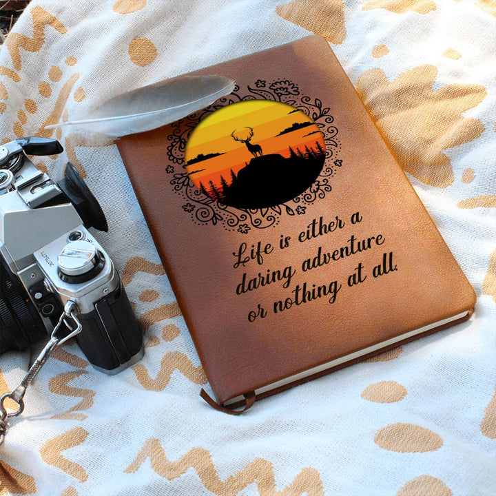 Life is either daring adventure or nothing at all - Graphic Leather Journal