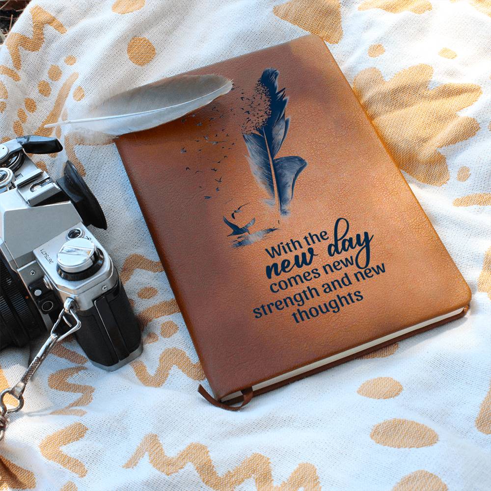 With the New Day Comes with New Strength - Graphic Leather Journal