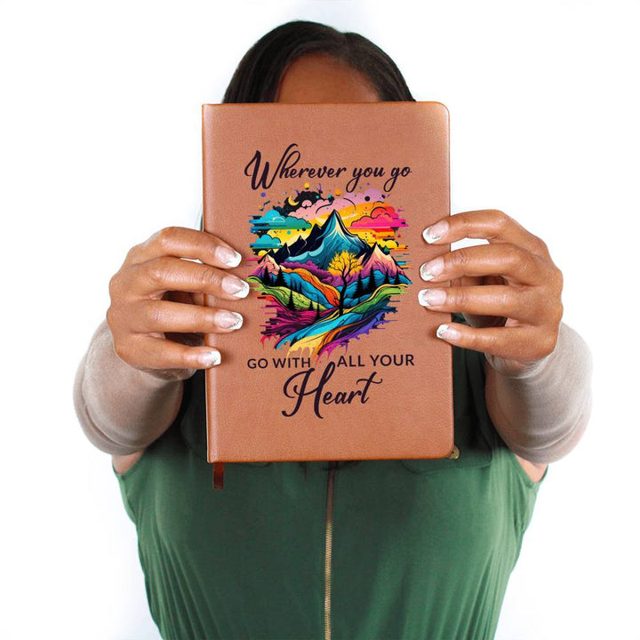 Wherever You Go, Go with all Your Heart - Graphic Leather Journal