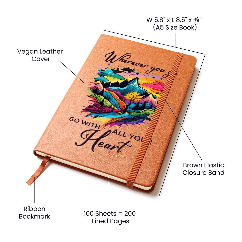 Wherever You Go, Go with all Your Heart - Graphic Leather Journal