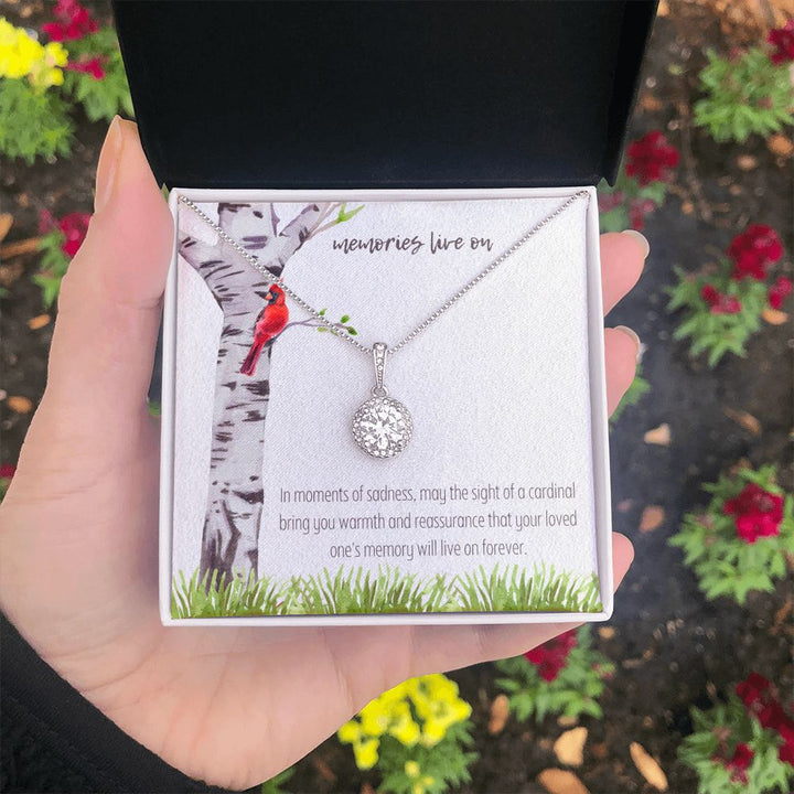 Memories Live On | In moments of sadness, may the sight of a cardinal bring you warmth and reassurance - Eternal Hope Necklace