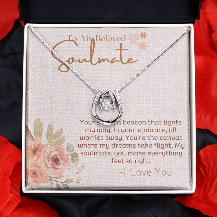 To My Beloved Soulmate | Your smile, a beacon that lights my way, In your embrace, all worries sway - Lucky In Love Necklace