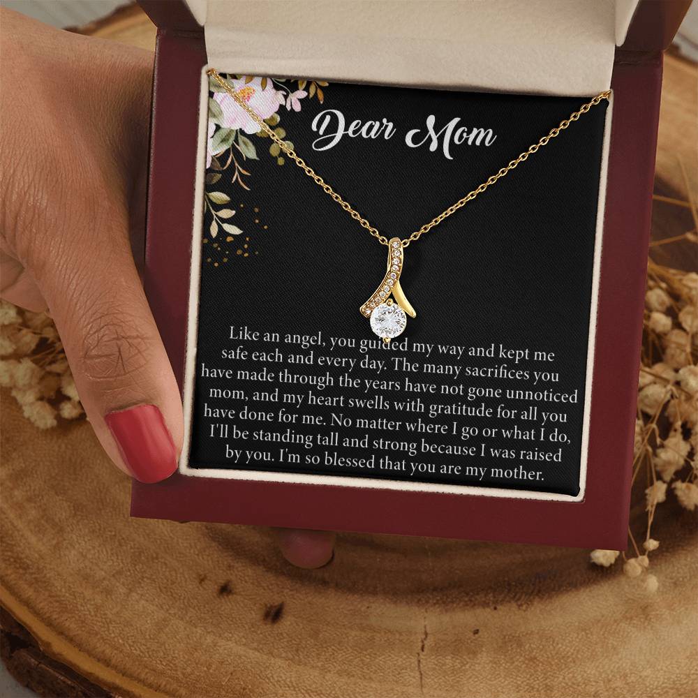 Dear Mom | Like an angel, you guided my way and kept me safe each and every day - Alluring Beauty Necklace