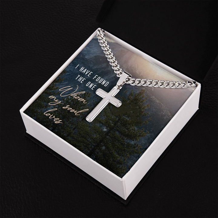 I have found the one whom my soul loves - Cuban Chain with Artisan Cross Necklace