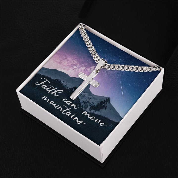 Faith Can Move Mountains - Cuban Chain with Artisan Cross Necklace