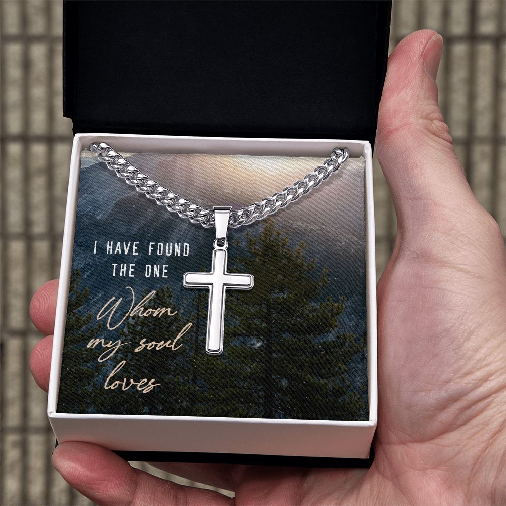 I have found the one whom my soul loves - Cuban Chain with Artisan Cross Necklace