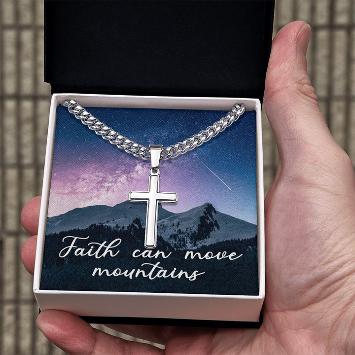 Faith Can Move Mountains - Cuban Chain with Artisan Cross Necklace