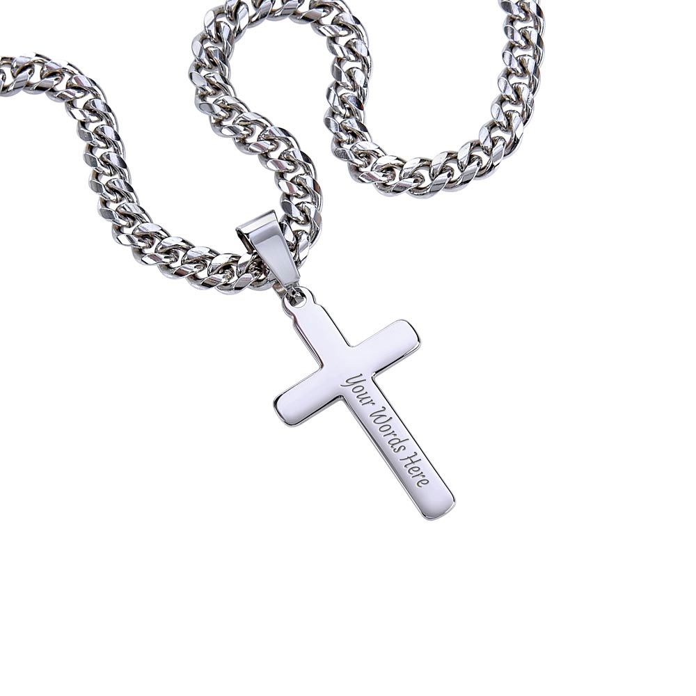 You are Loved | Love & Faithfulness meet together; righteousness and peace kiss each other. - Cuban Chain with Artisan Cross Necklace