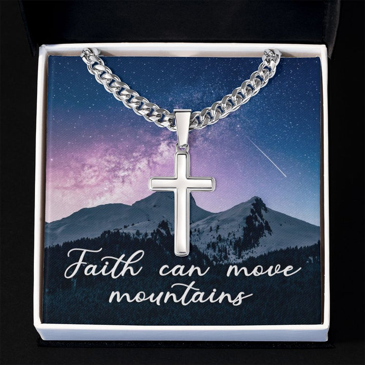 Faith Can Move Mountains - Cuban Chain with Artisan Cross Necklace