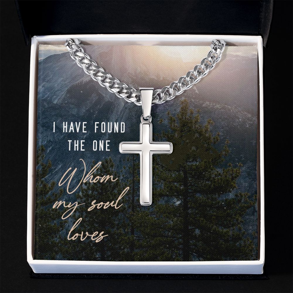 I have found the one whom my soul loves - Cuban Chain with Artisan Cross Necklace