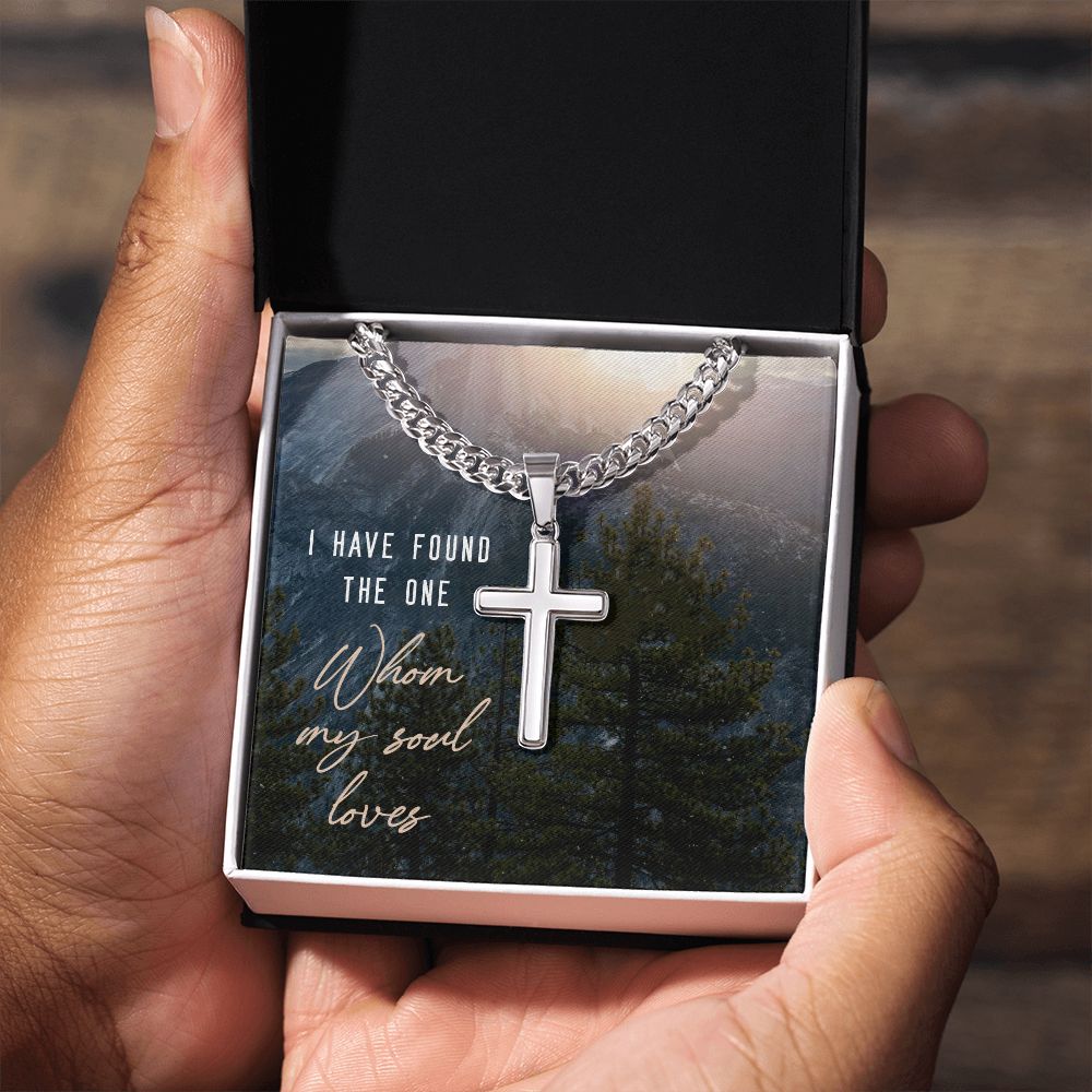 I have found the one whom my soul loves - Cuban Chain with Artisan Cross Necklace