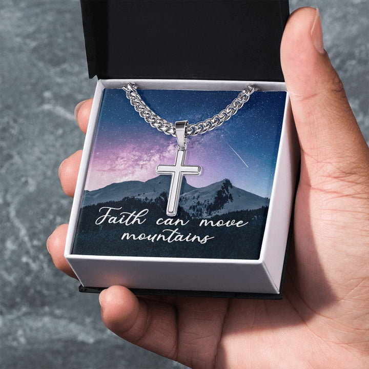 Faith Can Move Mountains - Cuban Chain with Artisan Cross Necklace