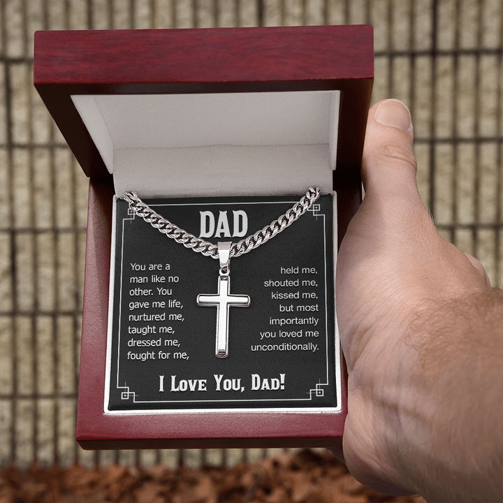 To My Dad | You are a man like no other. I love you, Dad! - Cuban Chain with Artisan Cross Necklace