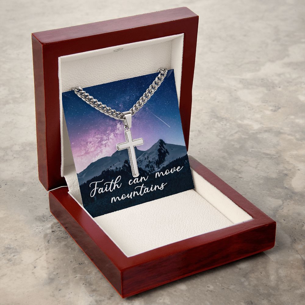 Faith Can Move Mountains - Cuban Chain with Artisan Cross Necklace