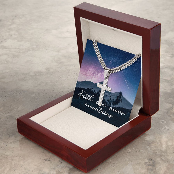 Faith Can Move Mountains - Cuban Chain with Artisan Cross Necklace