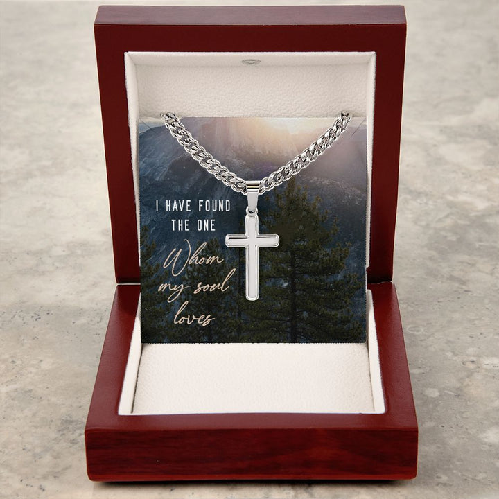 I have found the one whom my soul loves - Cuban Chain with Artisan Cross Necklace