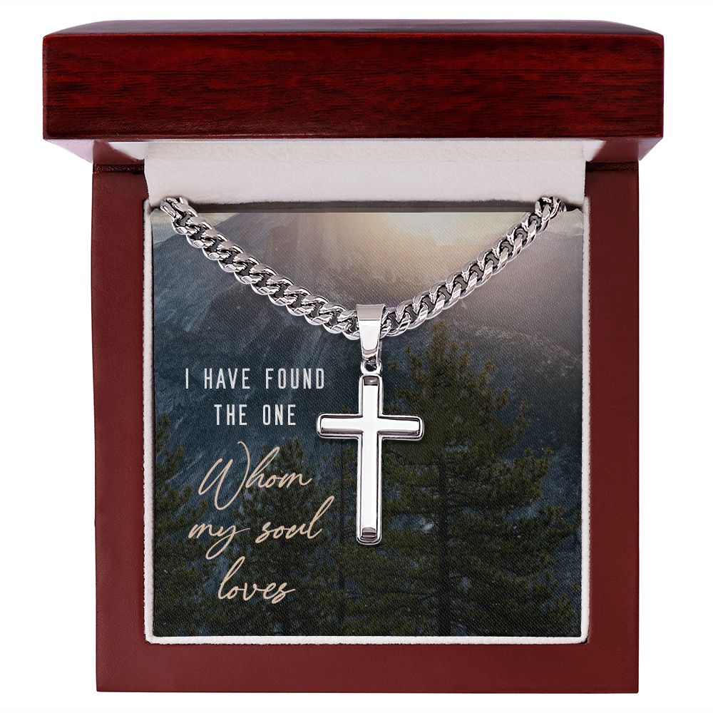 I have found the one whom my soul loves - Cuban Chain with Artisan Cross Necklace