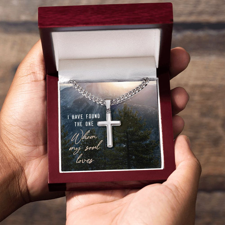 I have found the one whom my soul loves - Cuban Chain with Artisan Cross Necklace