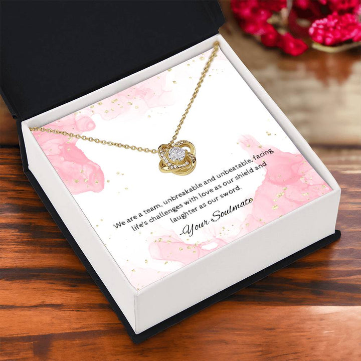 Soulmate | We are a team, unbreakable and unbeatable, facing life's challenges with love as our shield and laughter as our sword - Love Knot Necklace