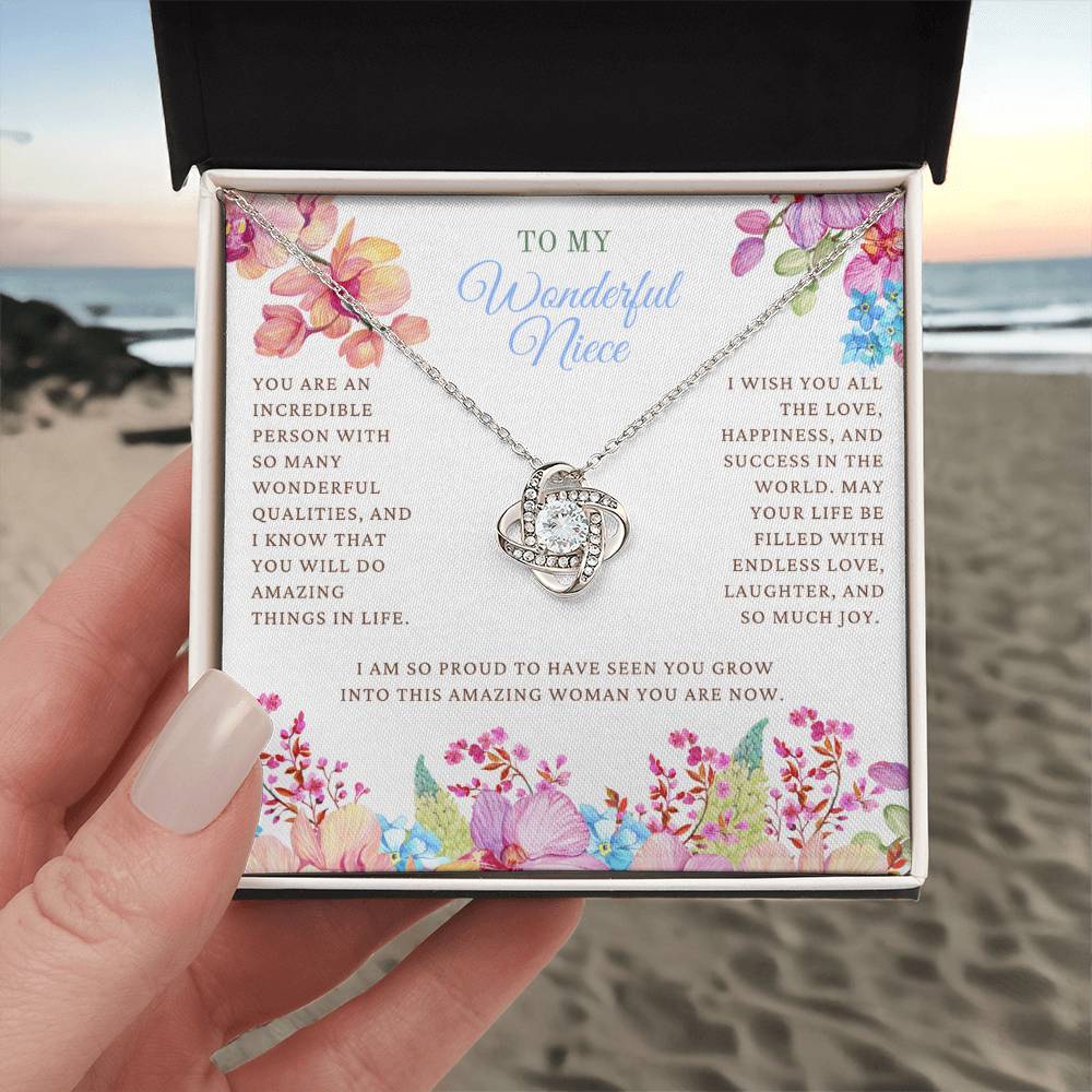 To My Wonderful Niece | I wish you all the love, happiness, and success in the world - Love Knot Necklace