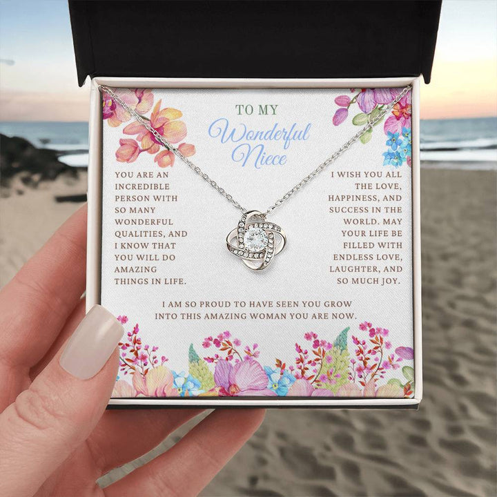 To My Wonderful Niece | I wish you all the love, happiness, and success in the world - Love Knot Necklace