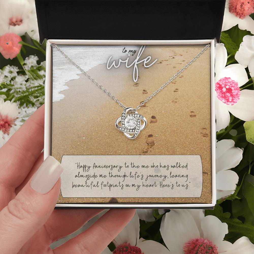 To My Wife | Happy Anniversary to the one who has walked alongside me through life's journey - Love Knot Necklace