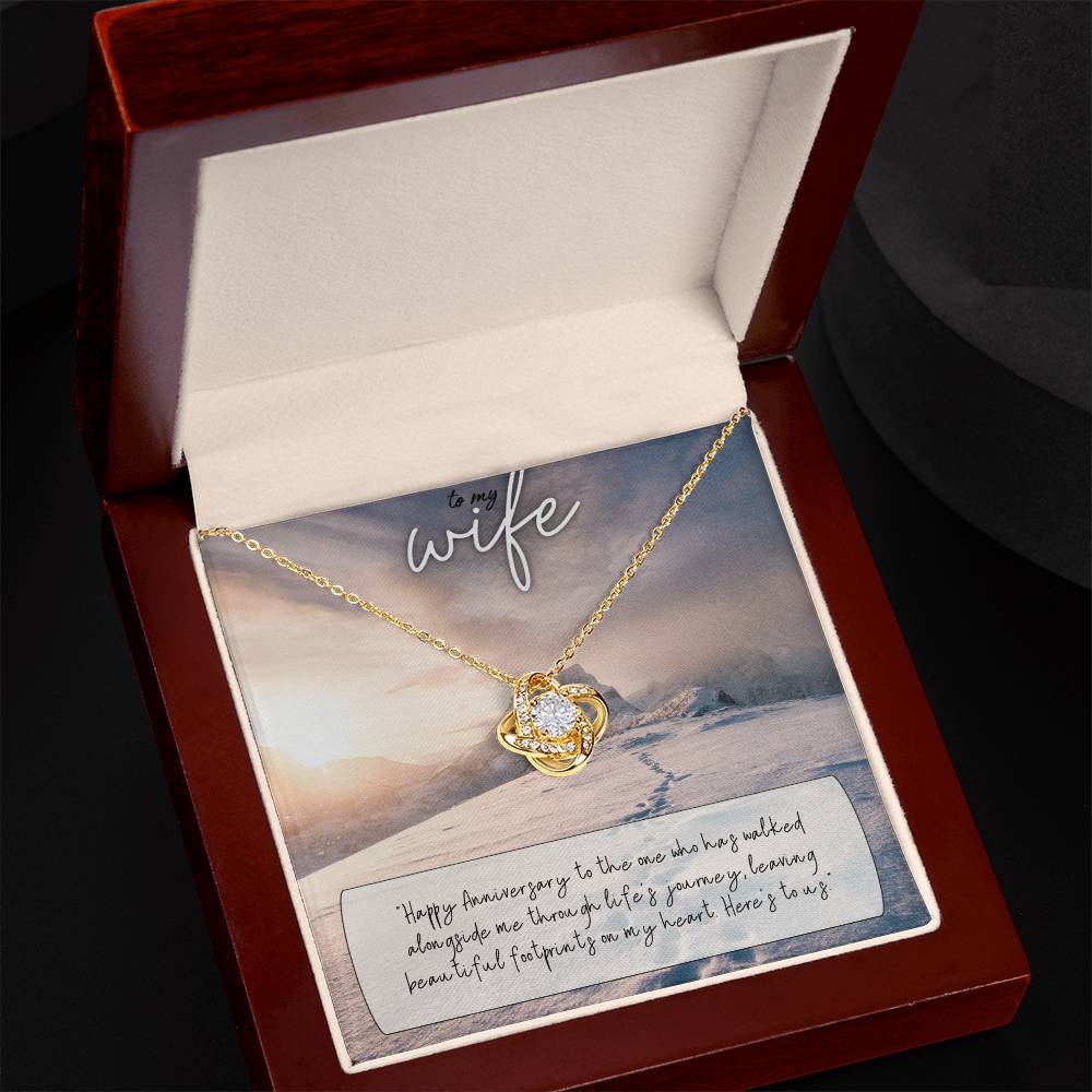 To My Wife | Happy Anniversary to the one who has walked alongside me through life's journey - Love Knot Necklace