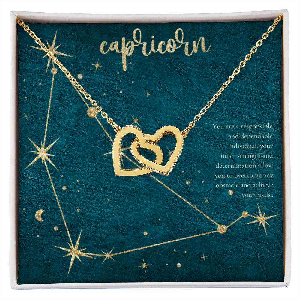 Capricorn | You are a responsible and dependable individual , your inner strenght and determination allow you to overcome any obstacle and achieve you goals. - Interlocking Hearts Necklace