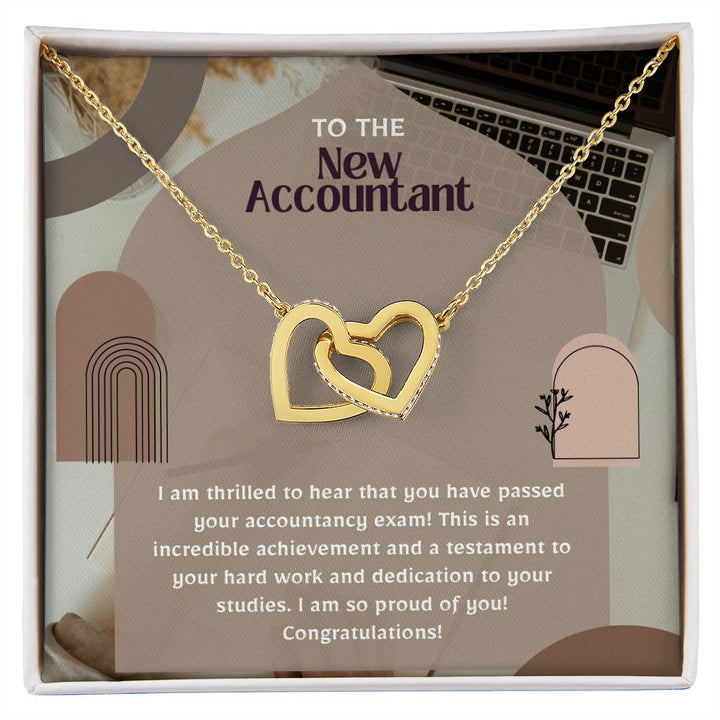 To the New Accountant | I am thrilled to hear that you have passed your accountancy exam. - Interlocking Hearts Necklace