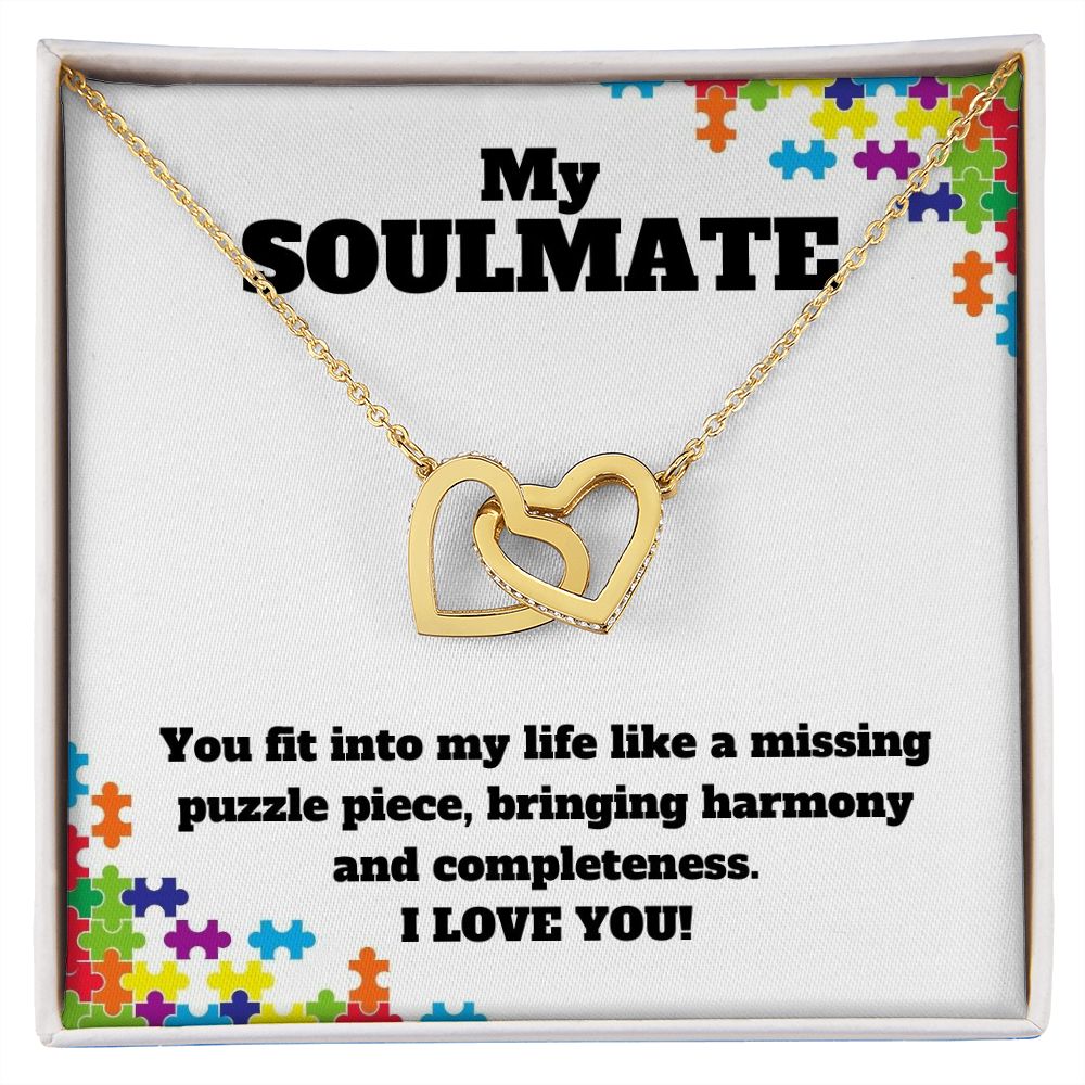 My Soulmate | You fit into my life like a missing puzzle piece, bring harmony and completeness - Interlocking Hearts Necklace