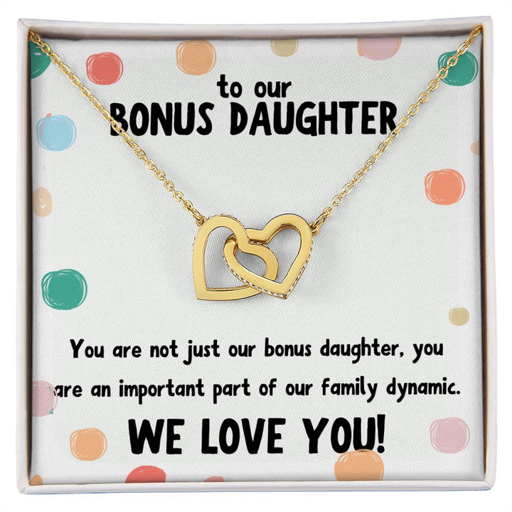 To our Bonus Daughter | You are not just our bonus daughter, you are an important part of our family dynamic - Interlocking Hearts Necklace