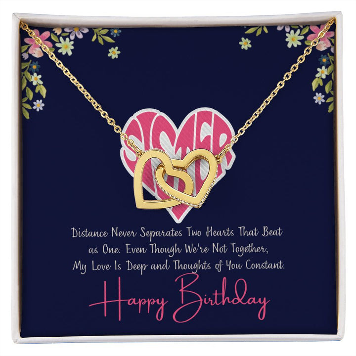 Sister | My Love is deep and thoughts of you Constant, Happy Birthday - Interlocking Hearts Necklace