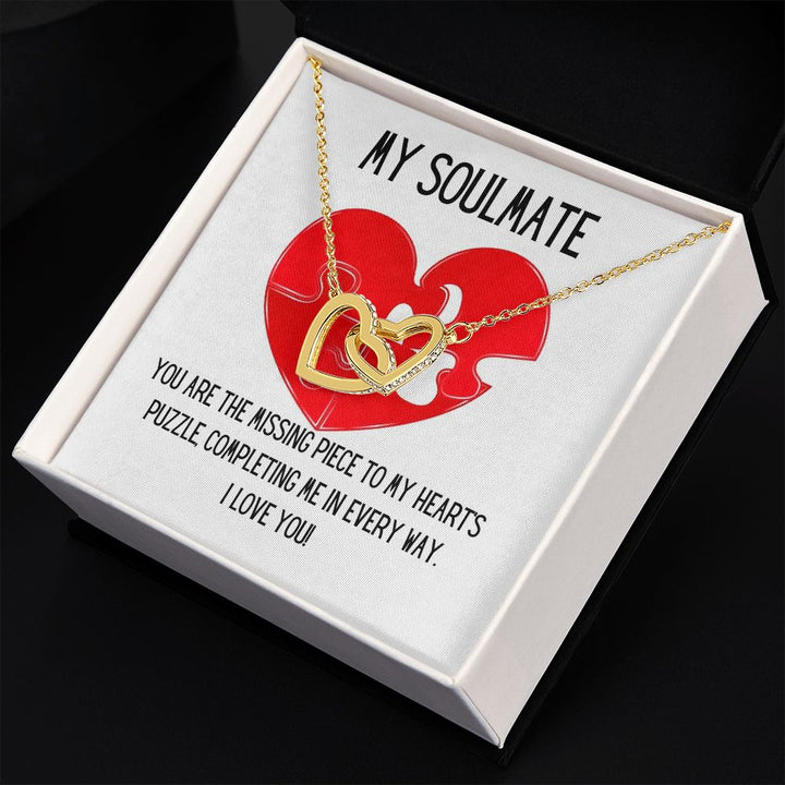 My Soulmate | You are the missing piece to My heart's puzzle, completing me in every way - Interlocking Hearts Necklace