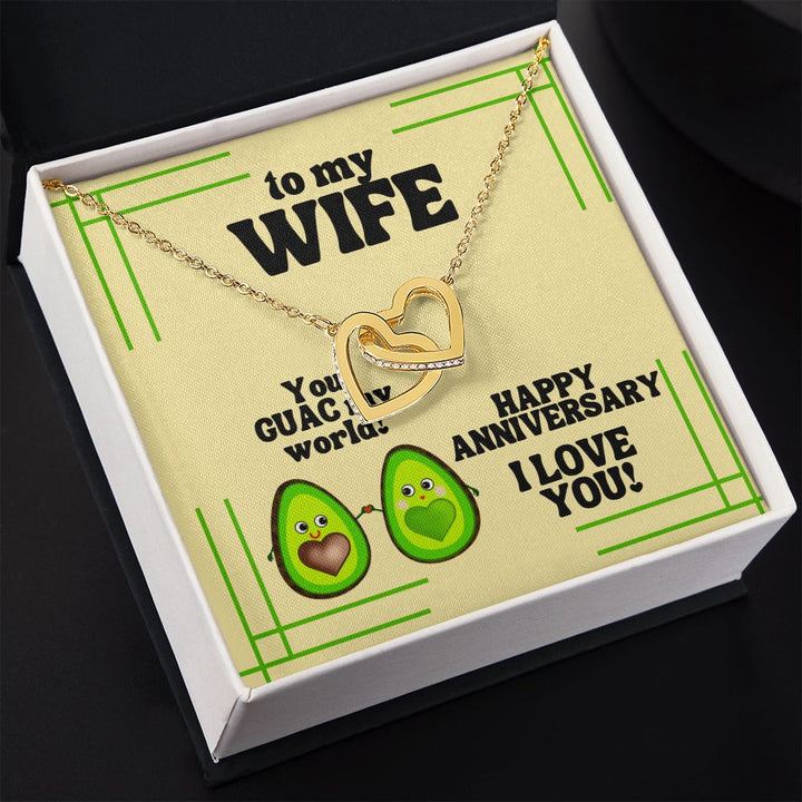 To My Wife | You GUAC my World! Happy Anniversary, I Love You! - Interlocking Hearts Necklace