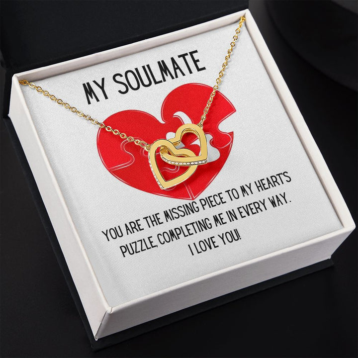 My Soulmate | You are the missing piece to My heart's puzzle, completing me in every way - Interlocking Hearts Necklace