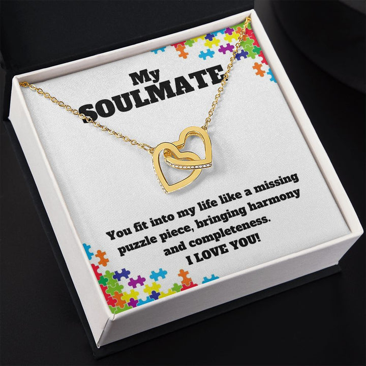 My Soulmate | You fit into my life like a missing puzzle piece, bring harmony and completeness - Interlocking Hearts Necklace