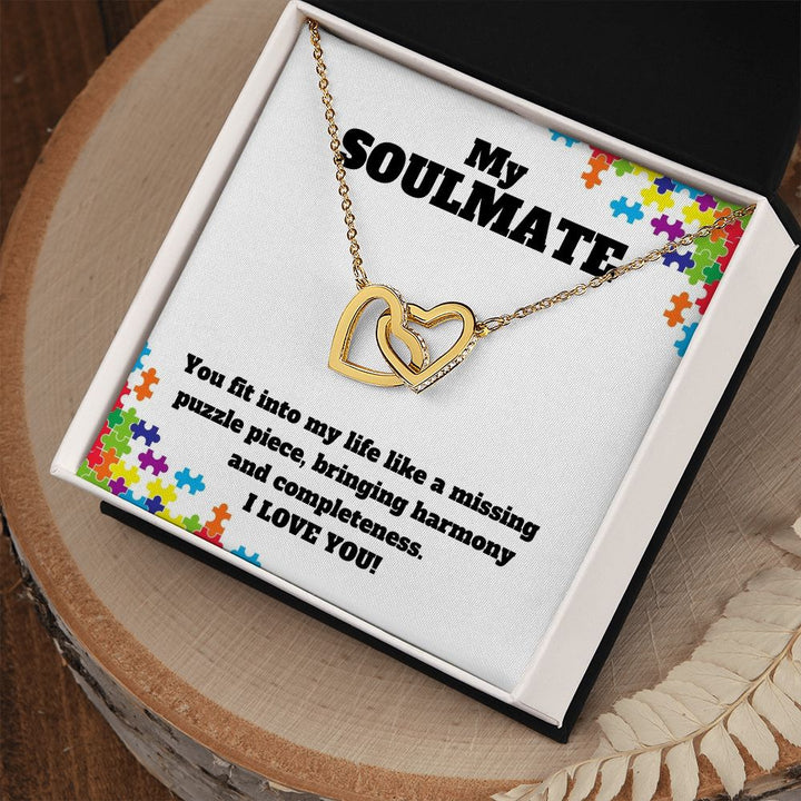 My Soulmate | You fit into my life like a missing puzzle piece, bring harmony and completeness - Interlocking Hearts Necklace