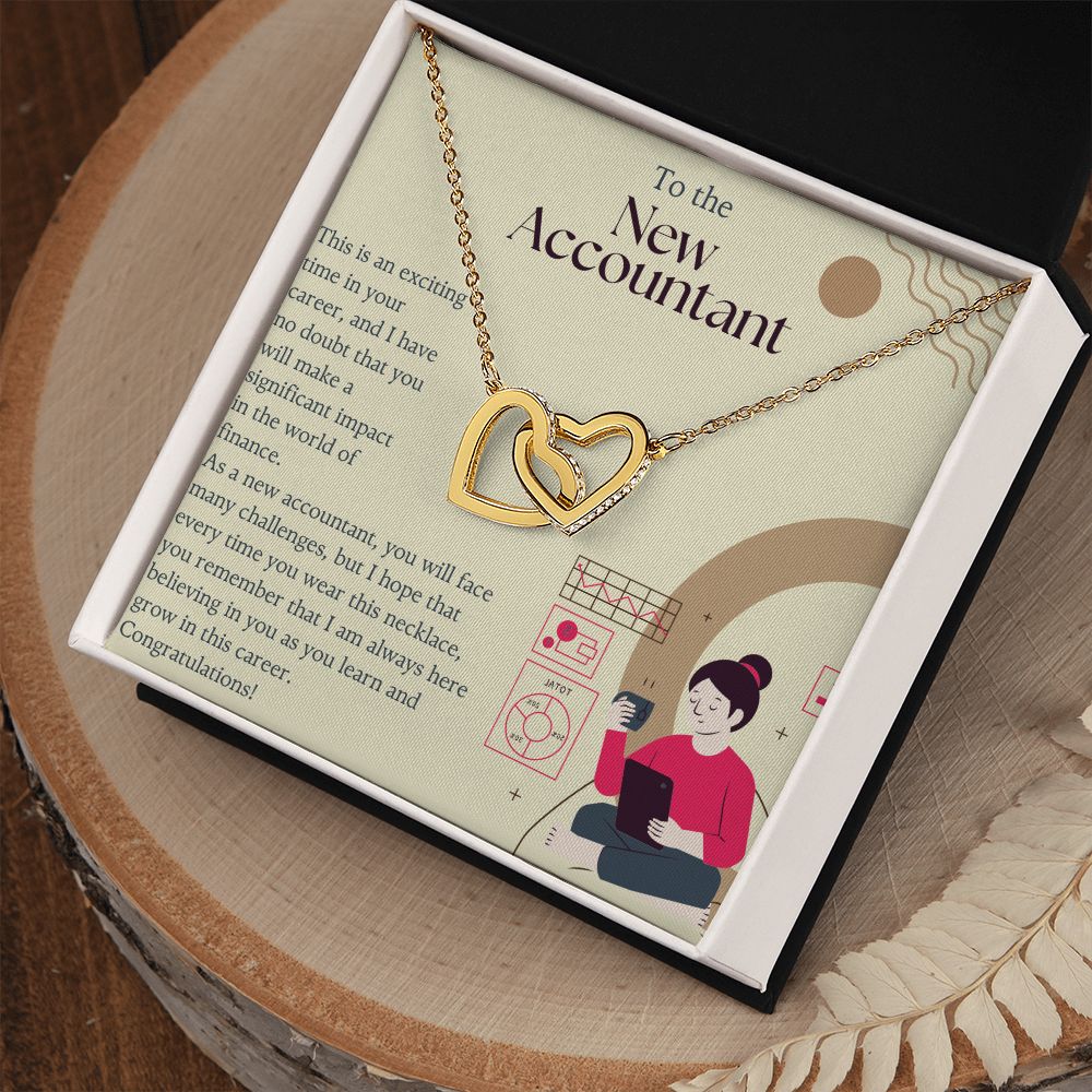 To the New Accountant | I am always here believing in you as you learn and grow in this career. - Interlocking Hearts Necklace