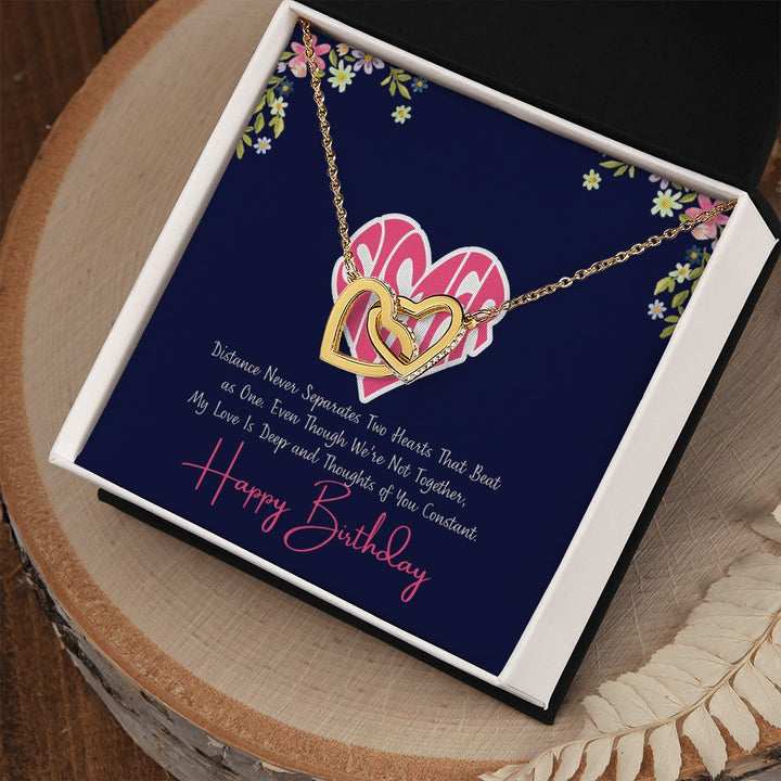 Sister | My Love is deep and thoughts of you Constant, Happy Birthday - Interlocking Hearts Necklace